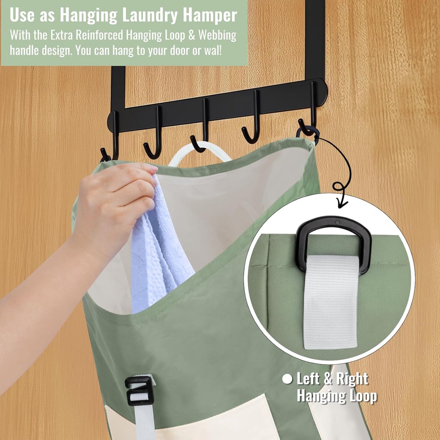 Laundry Bag Backpack, 125L Extra Large Travel with Shoulder Straps, Adjustable & Extendable Design, Laundry Hamper Bag with 3 Pockets for Laundromat, College, Travel, Camping (Green)