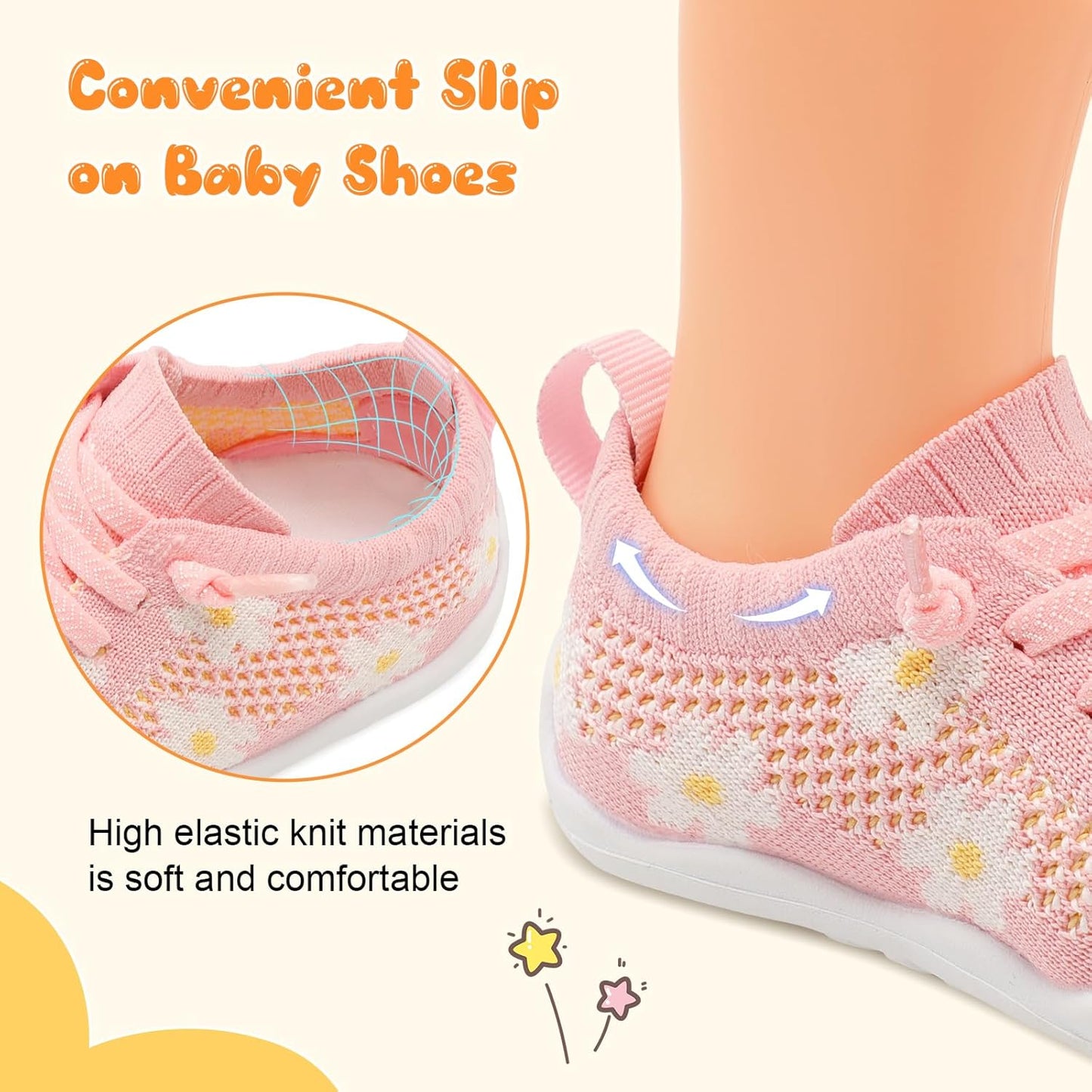 JIASUQI Baby Shoes for Toddler Boys Girls Sneakers Slip on Walking Shoes for Babies