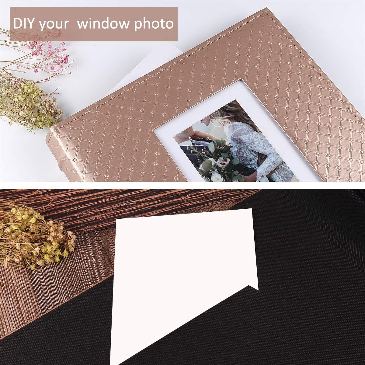 RECUTMS 4x6 Photo Album 600 Photos Large Capacity Black Inner Page Button Grain Leather Pockets Family Album Book Horizontal & Vertical Photos (Light Brown)13.6 x 13.2 x 2.2 inches