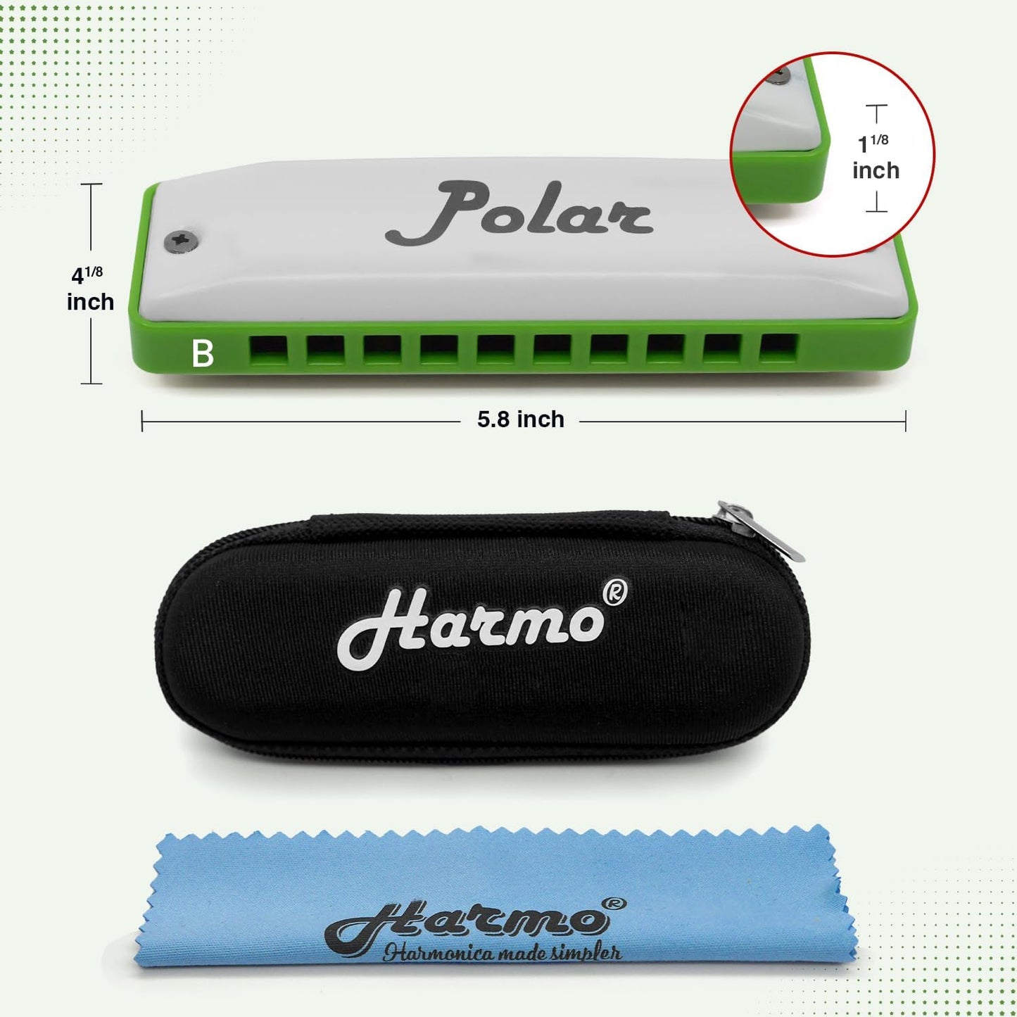 Polar Diatonic Melody Tuned Harmo Harmonica Key of B - Special Tuning for Easy Melodies in Cross Harp, 2 Octaves Without Bends, Loud & Responsive with Smooth Edges - USA-Checked