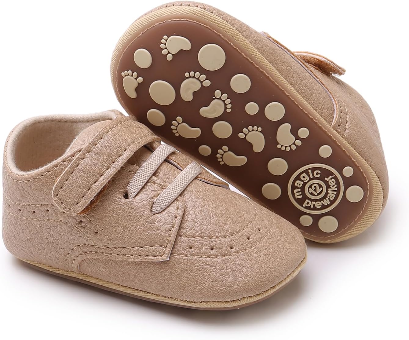 SOFMUO Baby Boys Girls High Top Ankle PU Leather Sneakers Soft Rubber Sole Infant Moccasins Newborn Oxford Loafers Anti-Slip Toddler Wedding Uniform Dress Shoes