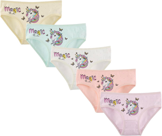 Donella Girls' Soft Cotton Underwear - Kids Bikini Brief Panties for Girls and Toddlers 5-Pack, Age: 2-15