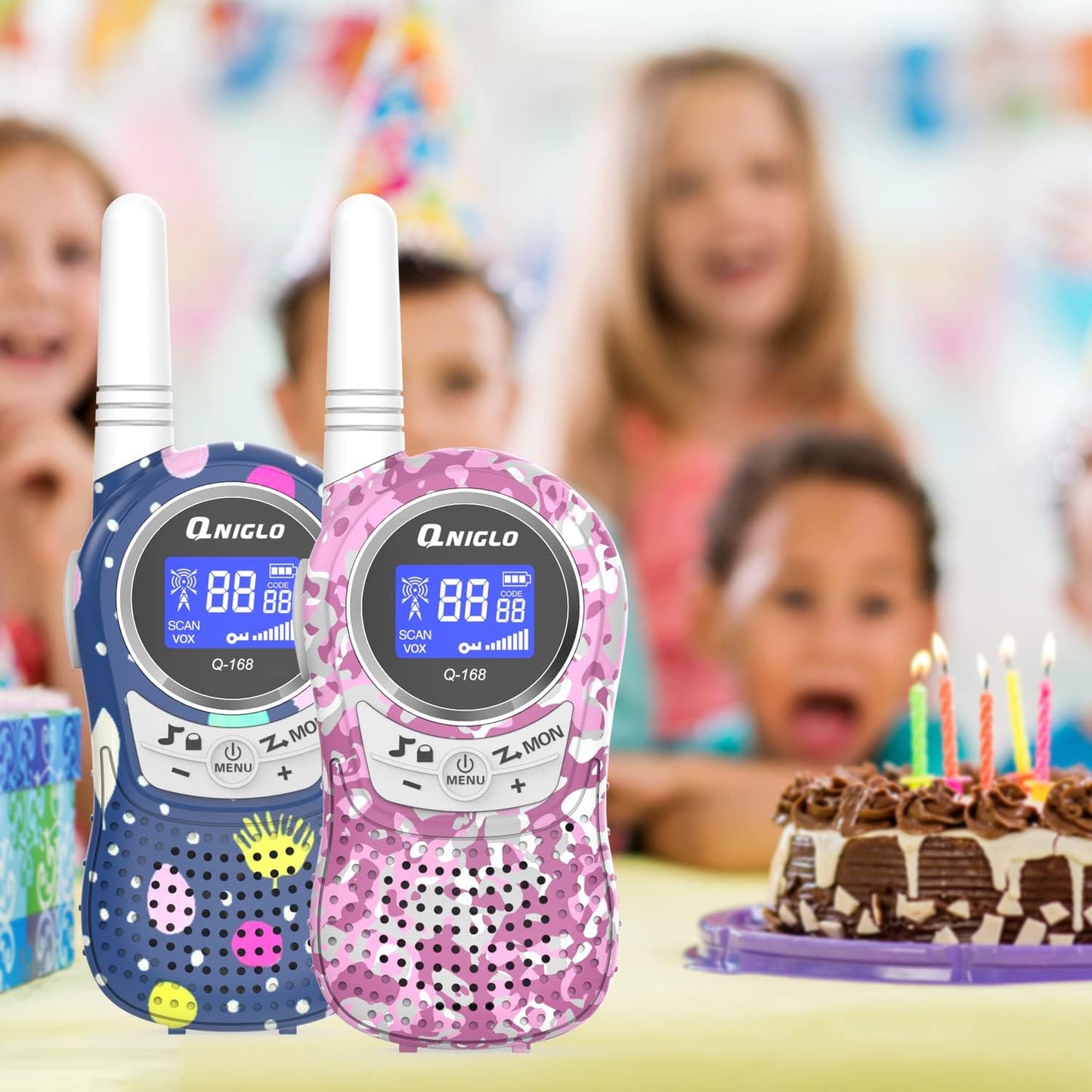 Qniglo Walkie Talkies for Kids - Rechargeable Kids Walkie Talkies with Clear Sound, Easy to Use, VOX, Perfect Birthday for 3-8 Year Old Boys Girls - Outdoor Adventures, Camping, Hiking