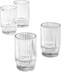 Serene Spaces Living Ribbed Glass Votive Holders – Elegant Pleated Candle Holders for Tea Lights, Votive Candles – Decorative Glass Holders for Home, Weddings, 3.75" Tall and 2.25" Diameter, Set of 4