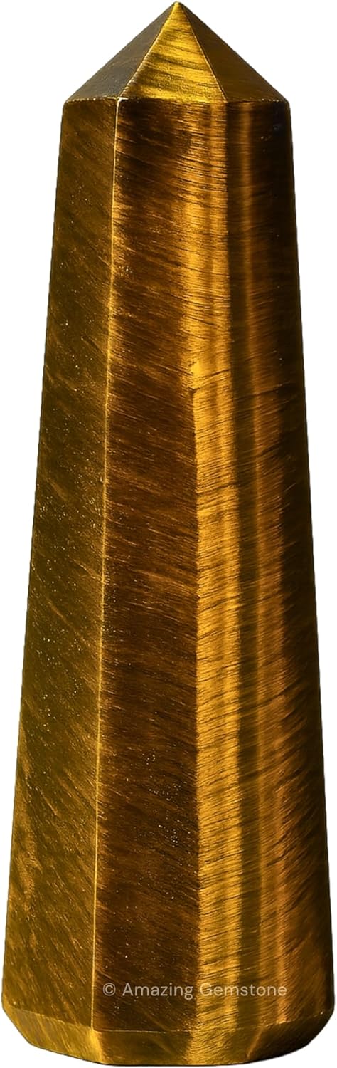 Amazing Gemstone Tiger Eye Crystal Towers, Natural Healing Crystal Point Obelisk for Reiki Healing and Crystal Grid (3 Inch)