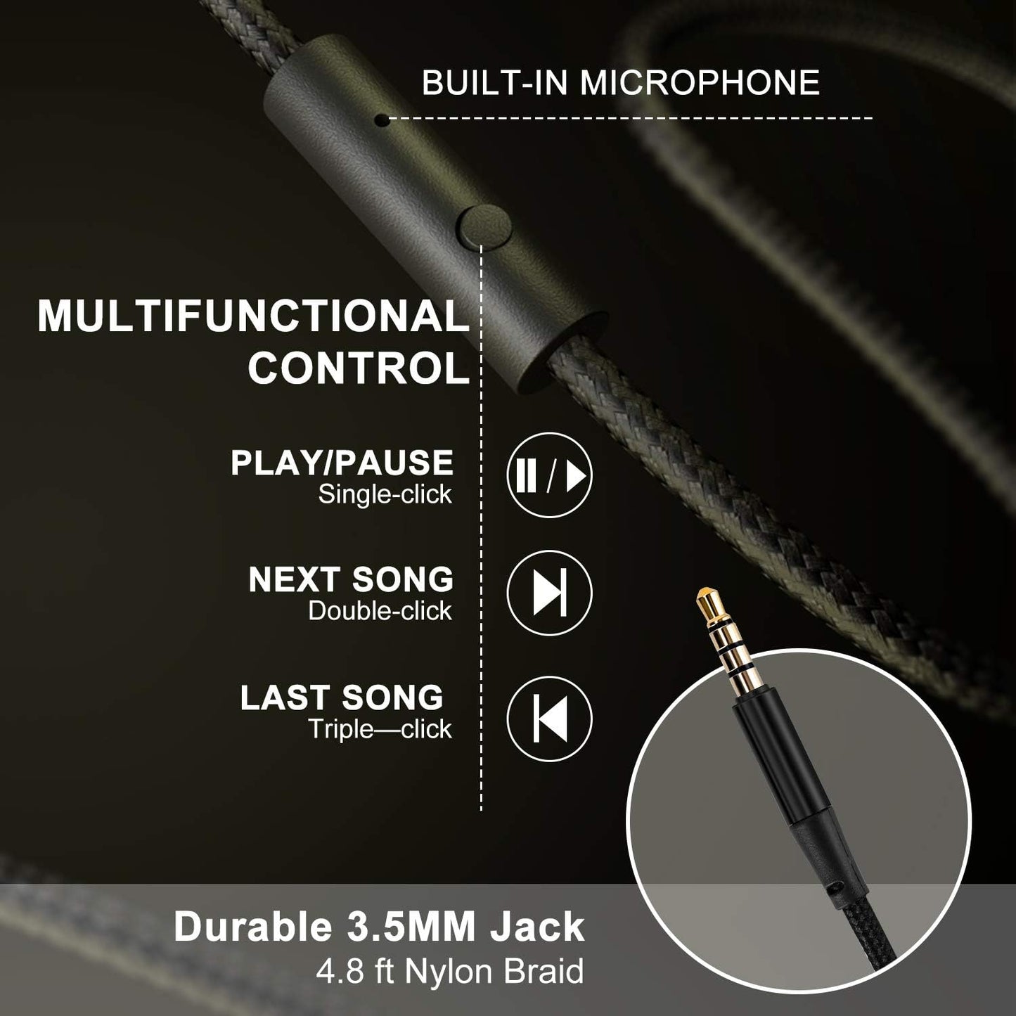 LORELEI X6 Over-Ear Headphones With Microphone, Lightweight Foldable & Portable Stereo Bass With 1.45M No-Tangle, Wired for Smartphone Tablet MP3/4