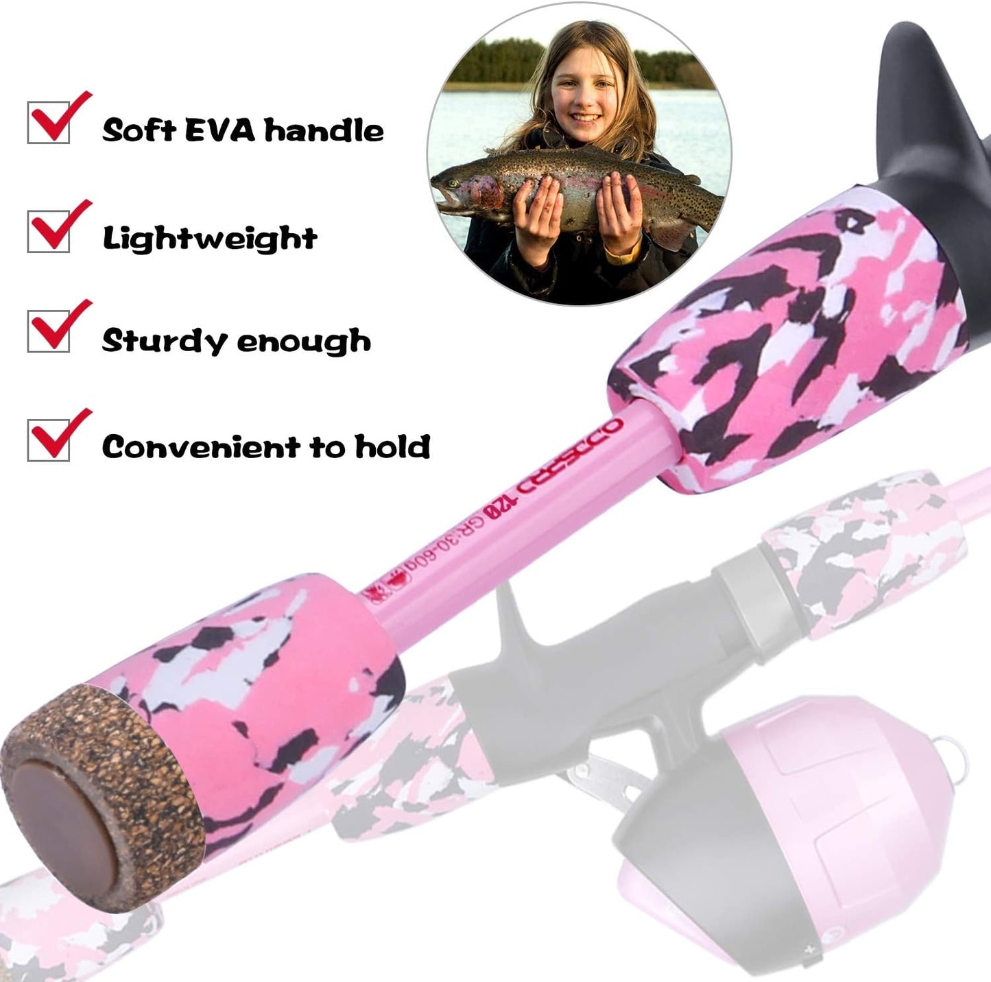 ODDSPRO Kids Fishing Pole Pink, Portable Telescopic Fishing Rod and Reel Combo Kit - with Spincast Fishing Reel Tackle Box for Girls, Youth