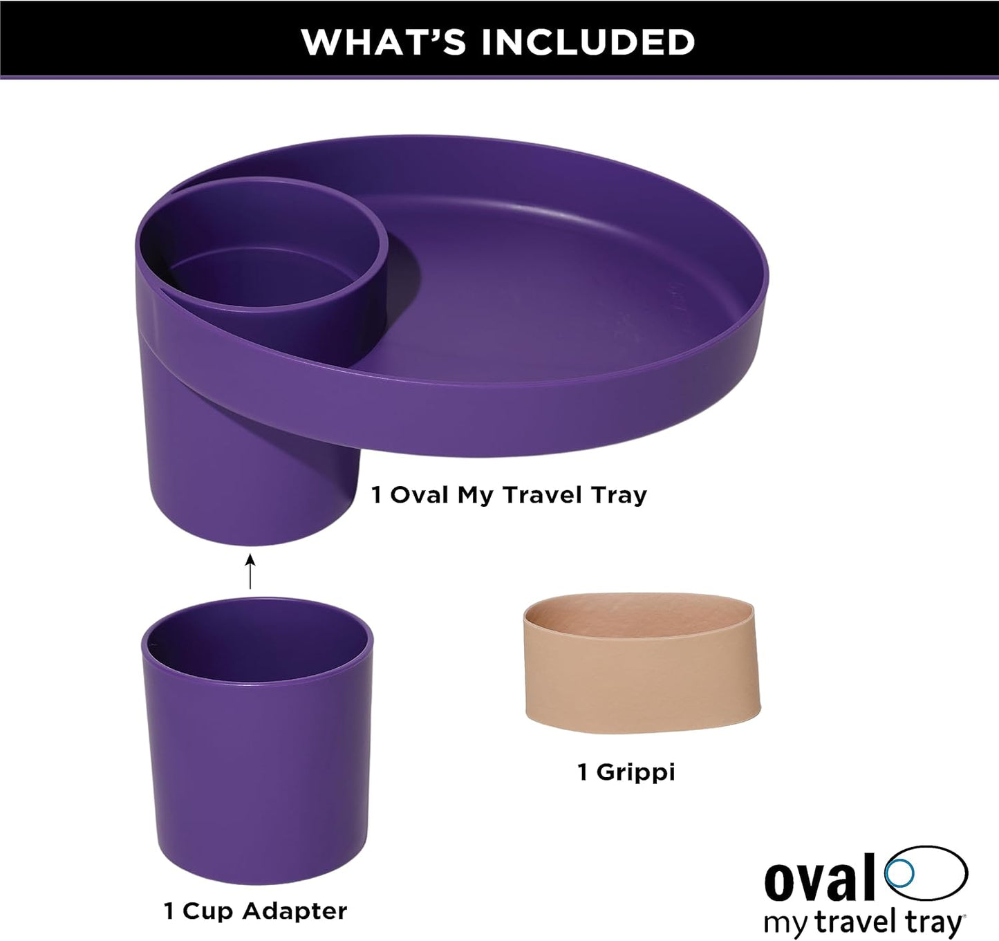 Travel Tray Oval USA Made Extend Your Current Cup Holder to Hold Your Cup Plus A Tray for Snacks, Toys and Accessories. Use in a Car Seat, Booster, Stroller, Golf Cart, Outdoor Chair, Purple