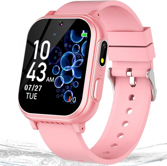 Cosjoype Kids Waterproof Smart Watch with 32 Games Dual Camera HD Touchscreen Music Player Pedometer Flashlight Habit Tracking Audiobook, Kids Toys Birthday Gifts for 5 6 7 8 9 10 Year Old Girls