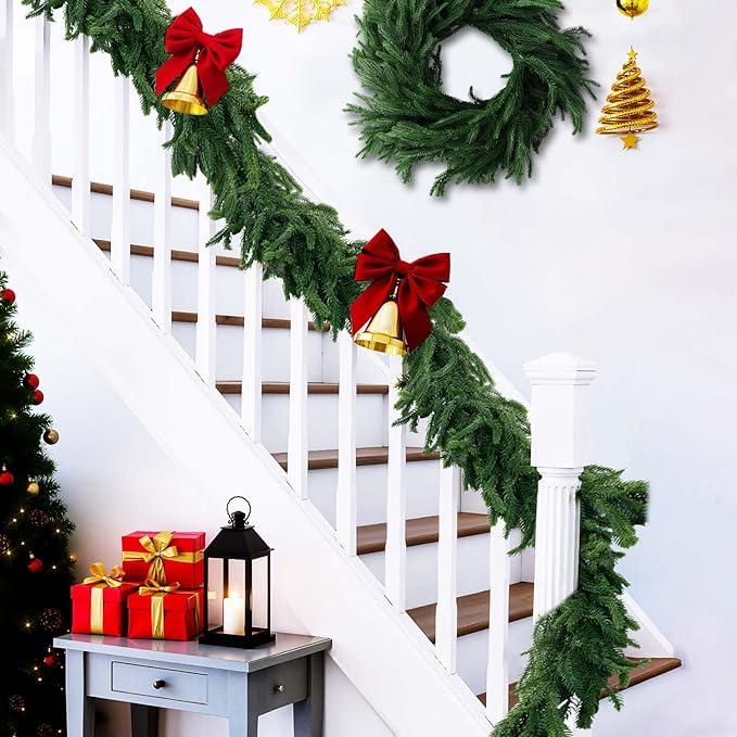 4Pack 6FT Real Touch Norfolk Pine Garland – Artificial Greenery Christmas Garland for Indoor Outdoor Christmas Mantel Table Staircase & Holiday Winter Decorations