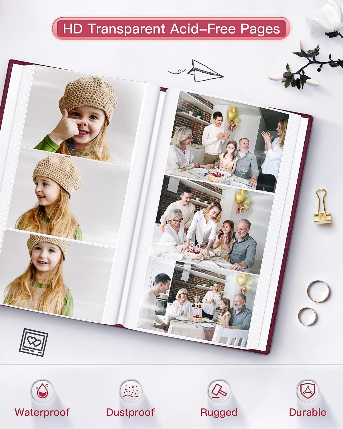 popotop Photo Album 4x6-300 Photos Linen Cover Photo Books with 300 Horizontal Pockets,Slip-in Picture Albums for Family Wedding Anniversary Baby Vacation Pictures