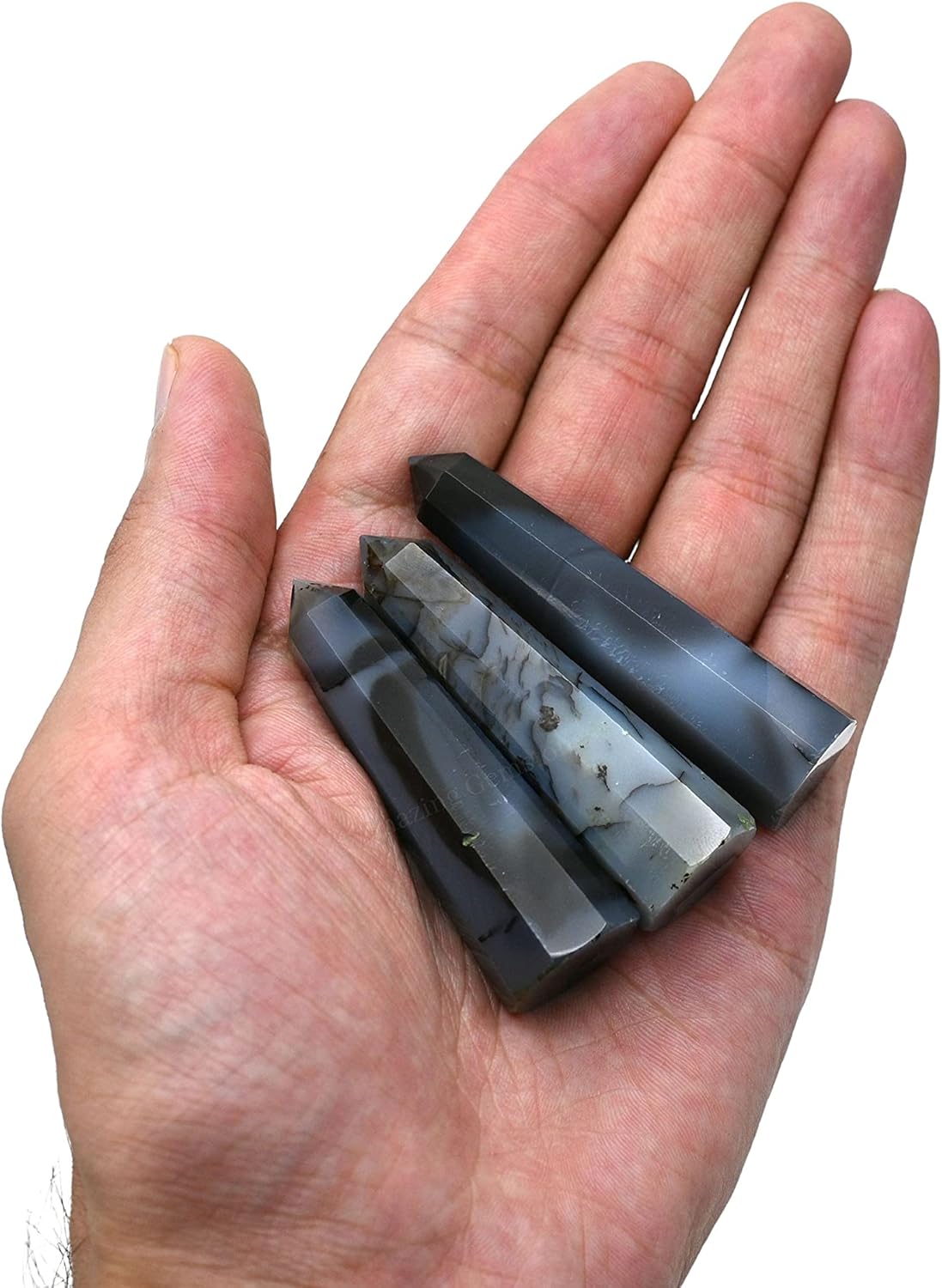 Amazing Gemstone Dendrite Agate Crystal Towers - Natural Healing Crystal Point Obelisk for Reiki Healing and Crystal Grid (3 Inch)