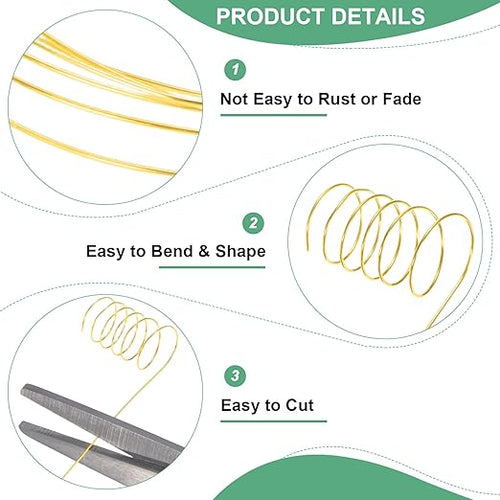 0.2 Mm/32 Gauge Copper Wire for Jewelry Making, 82FT Copper Beading Craft Wire for Jewelry/Weaving/DIY Crafting/Planting, Color-Retaining [25M, Gold Tone]