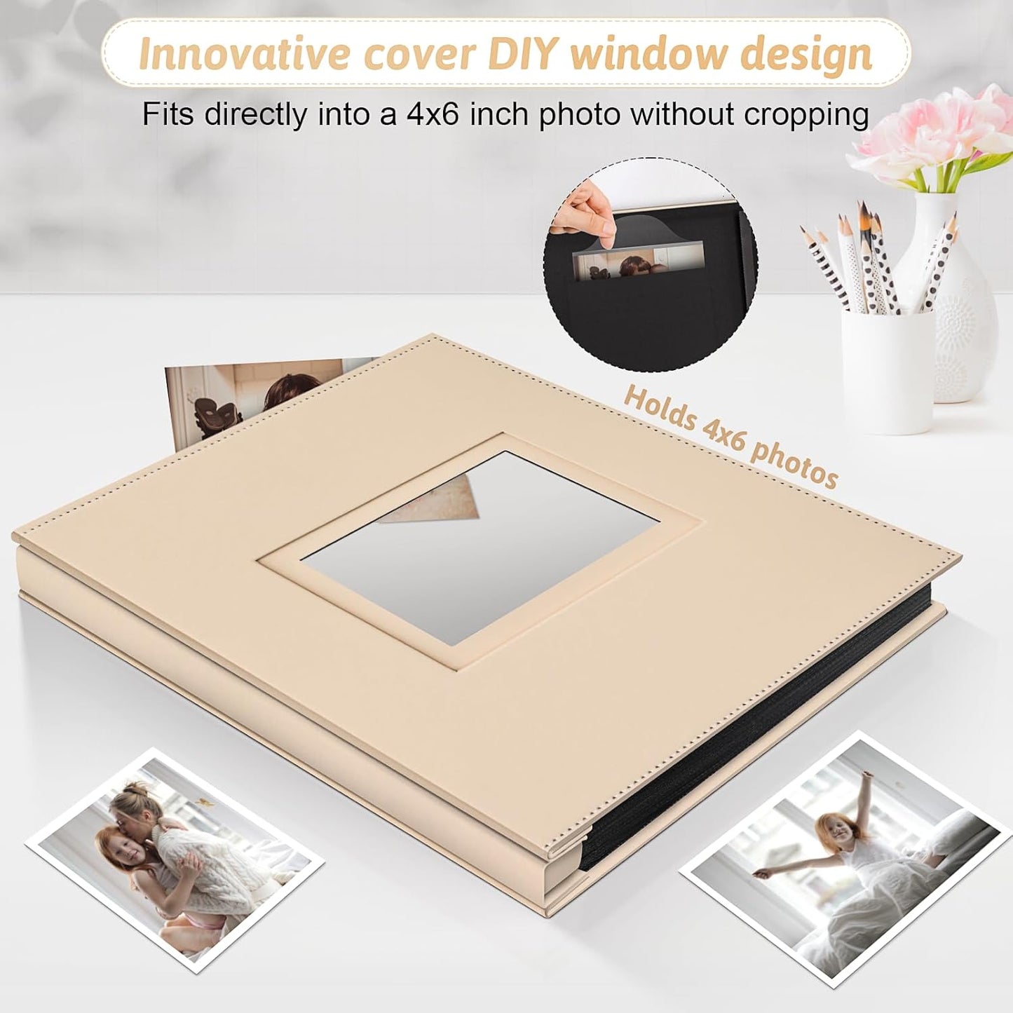 Popotop Photo Album 4x6 800 Pockets with Leather Hardcover Cover, Large Photo Album Binder Book with 80Pcs Pages for Family Travel Wedding Baby Gifts