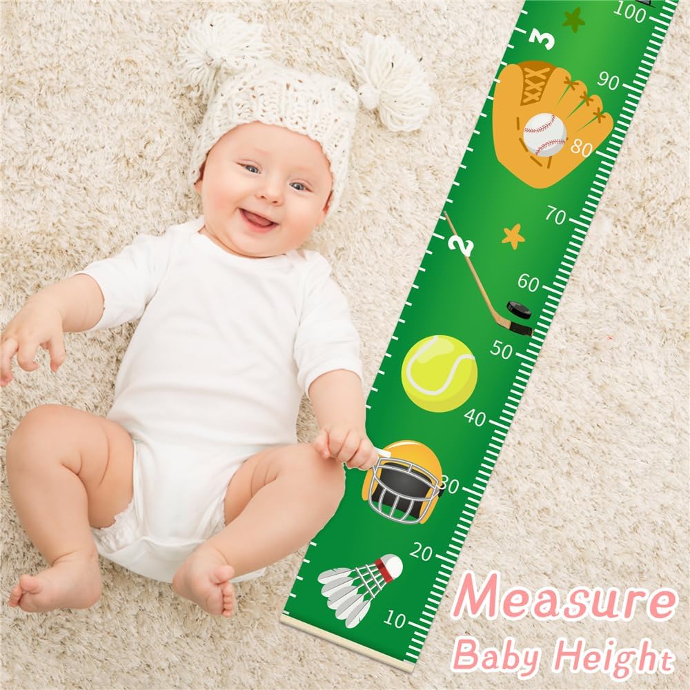 Ocean Mermaid Growth Chart for Kids Baby Height Chart Ruler Removable Canvas Wooden Frame Hanging Wall Rulers Measurement Charts for Toddler Room Nursery Decor - 79"X7.9" with Black Wood