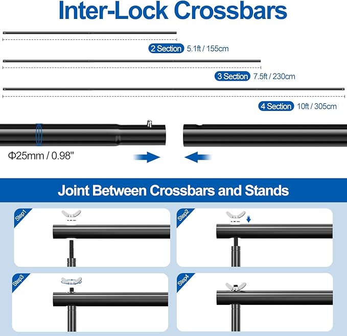 FUDESY Heavy Duty Backdrop Stand, 8.5x10ft Adjustable Photo Background Stand Support System Kit with Steel Base, Pipe and Drape Photography Backdrop Stand Kit for Parties Wedding Birthday