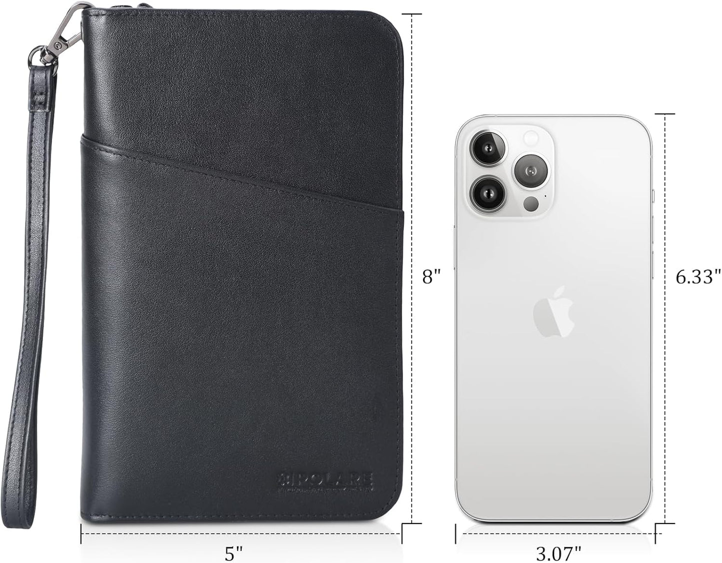 Polare Full Grain Leather Passport Holder Cover Case for Men and Women RFID Blocking Family Travel Wallet Holds 6 Passports