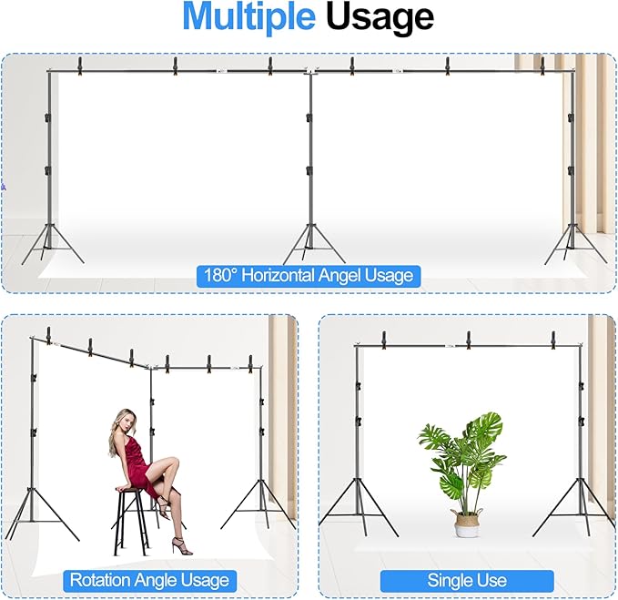 FUDESY 10x20ft Backdrop Stand Heavy Duty Adjustable Photography Background Support System with Angle Rotatable Connector, Spring Clamps, Sandbags, Ring Clips, Carry Bag for Photo Video Studio, Wedding