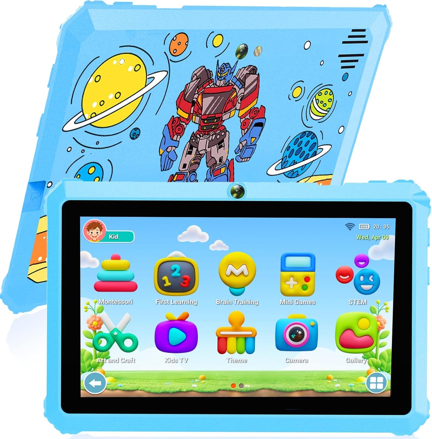 YINOCHE Kids Tablet 7" Android Tablet for Kids 3-7 32GB Tablets for Toddlers with Case WiFi Parental Control Dual Camera GMS Certified Toddler Learning Tablets for Children (Blue)