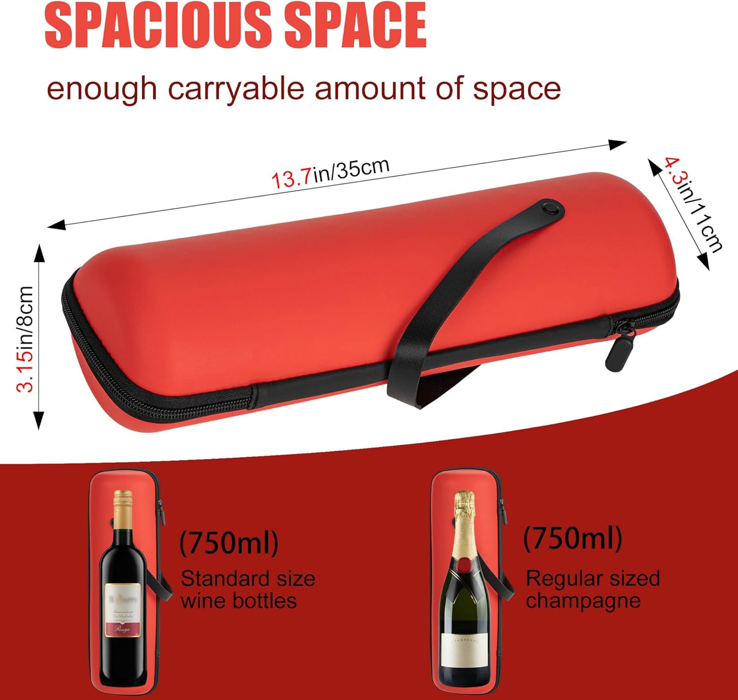 Single Wine Gift Tote Bag, Hard Shell Protector Bags Insulated Cooler Bag Champagne Bottle Gift Box, Portable Wine Carrier for Travel, Picnic, Beach, BYOB, Restaurant (Tangerine)