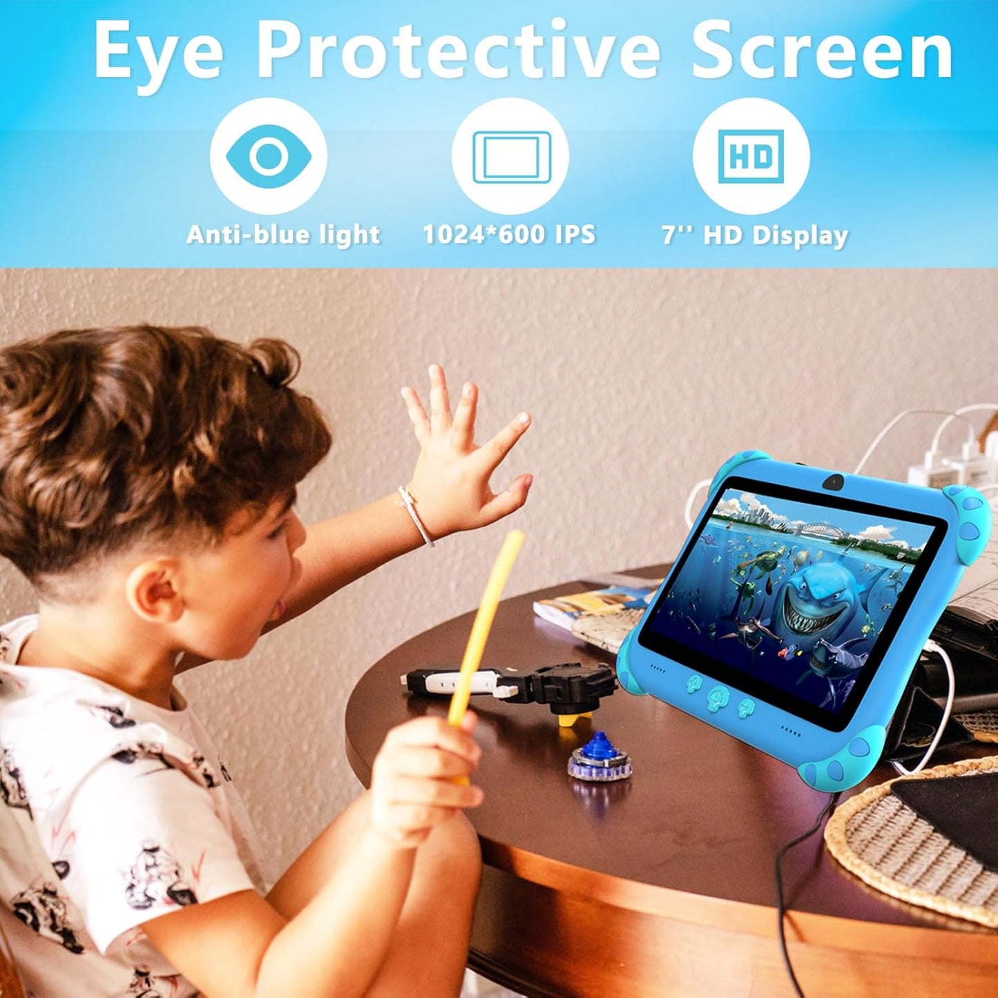 YINOCHE 7 inch Kids Tablet with Case, WiFi, Android Toddler Tablet, 32GB Storage, Dual Camera, Shockproof Case, Parental Control Tablets Support Netflix YouTube for Toddlers (Green)