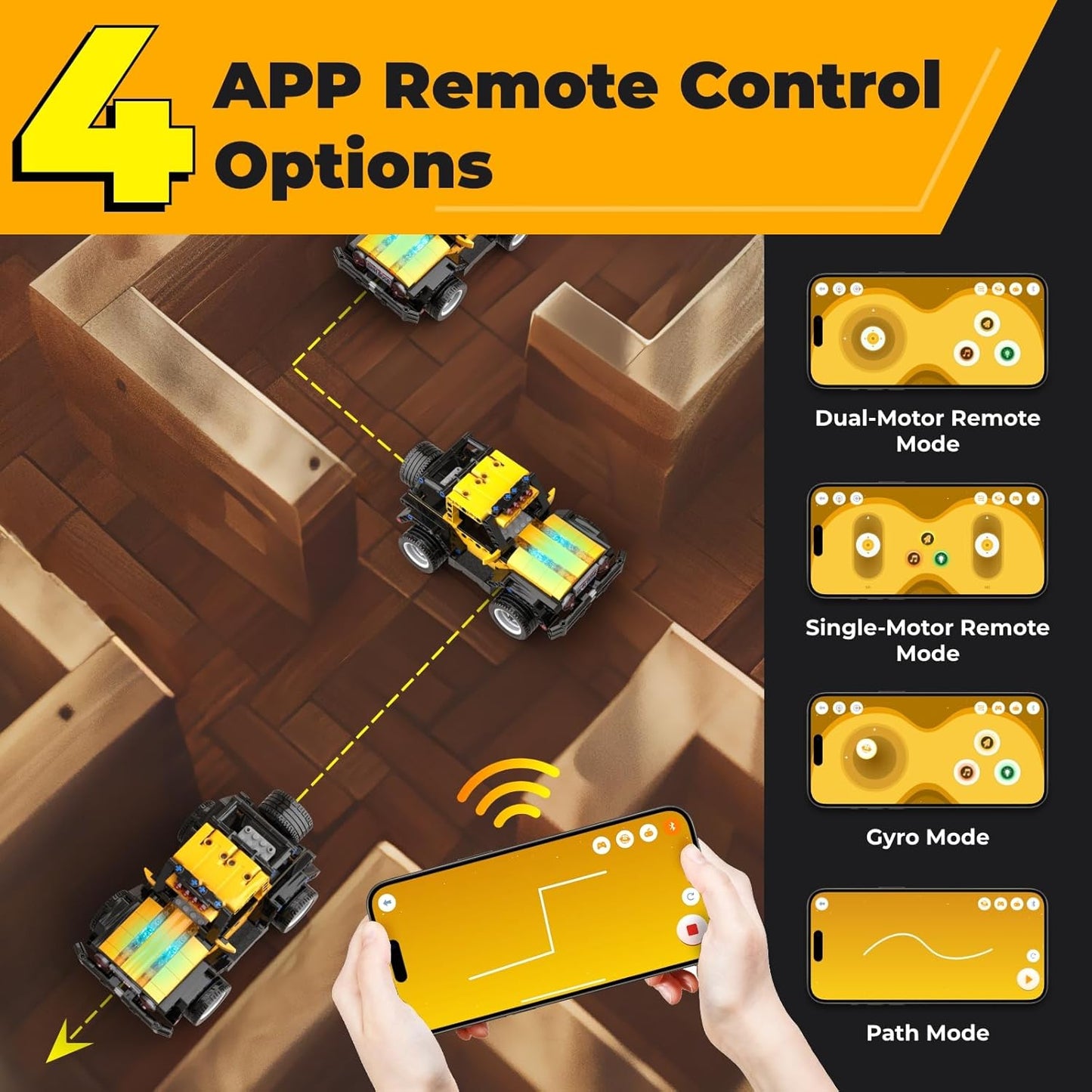 Robot R Smart Robot Building Kit with Storage Box, 4-in-1 Programmable App Remote Control Off Roader Car Toy, Authentic and Functional Design, Coding Gifts for 6 7 8 9 10 11 12 Years Old Kids