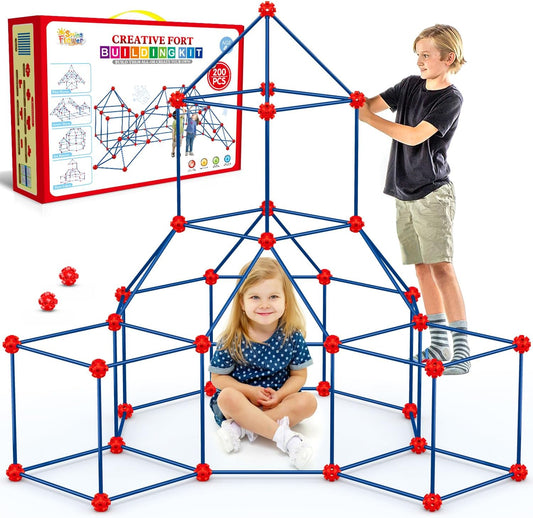 Fort Building Kit for Kids,STEM Construction Toys, Educational Gift for 4 5 6 7 8 9 10 11 12 Years Old Boys and Girls,Ultimate Creative Set for Indoor & Outdoors Activity,200 Pcs,Original