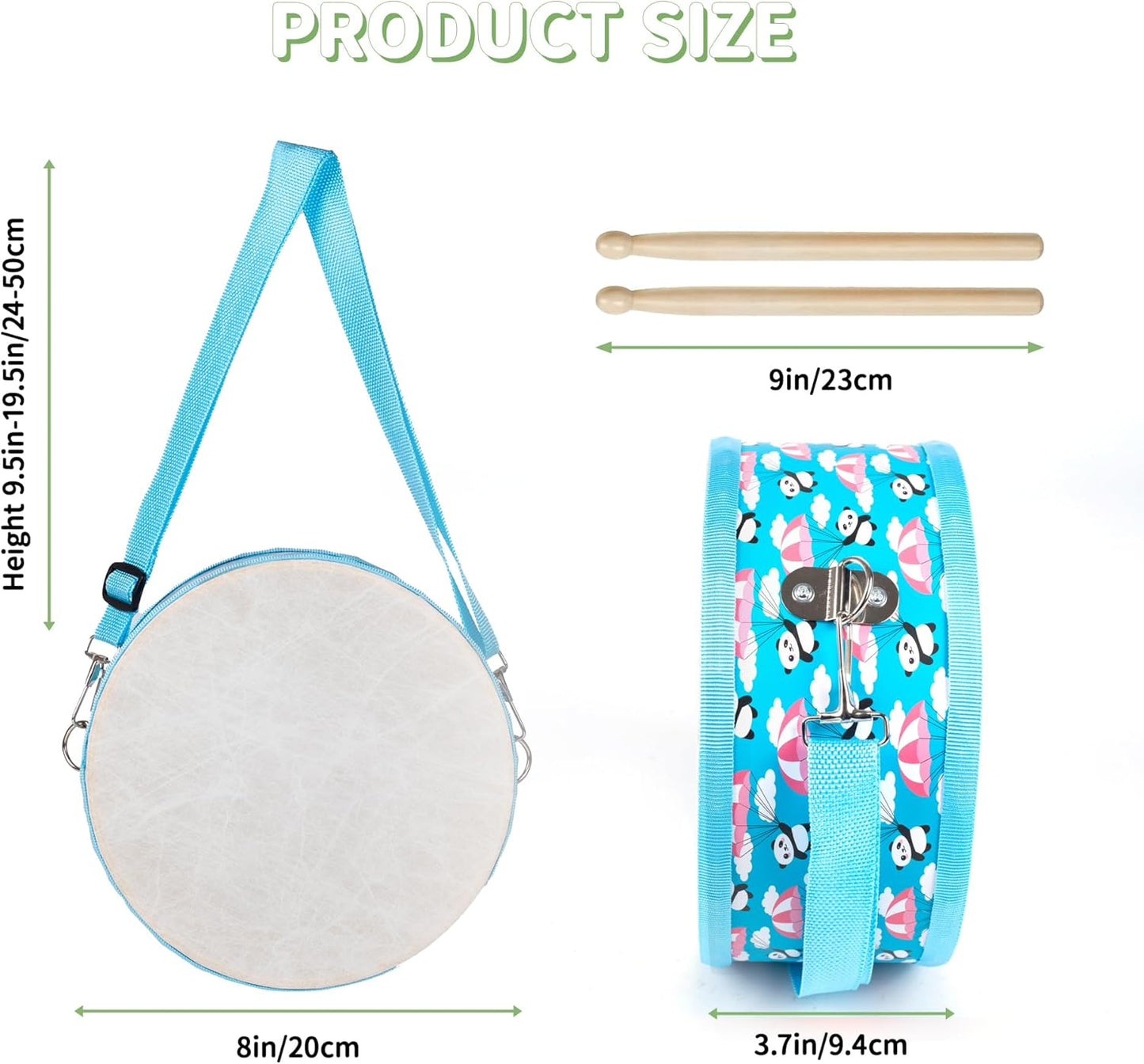 Kids Drum Set with Adjustable Strap: Toddler Musical Instrument for Ages 3-5, Wearable Drum Kit with Drumsticks, Educational Percussion Toy for Rhythm Music Development (Blue)