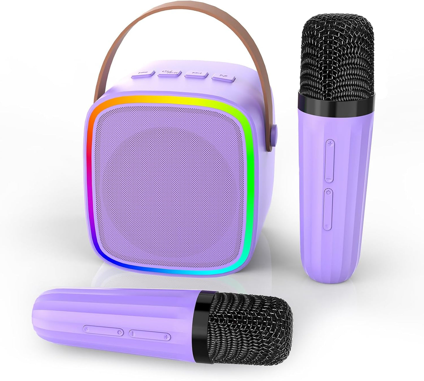 Mini Karaoke Machine with 2 Wireless Microphones, Kids Toys Portable Bluetooth Speaker for Kids Adults Toddler, Christmas Girls Toys for 4 5 6 7 8 9 10 12 Year Old Birthday Gift Ideas (Purple)
