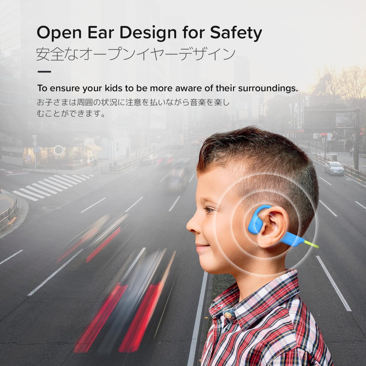 myFirst Headphones Airwaves - Air Conduction Open Ear Wireless Bluetooth Headphones with Mic for Toddlers and Kids, 85dB Safe Limit, Long Battery Life, Durable, IPX5 Waterproof for Kids 3-12 (Blue)