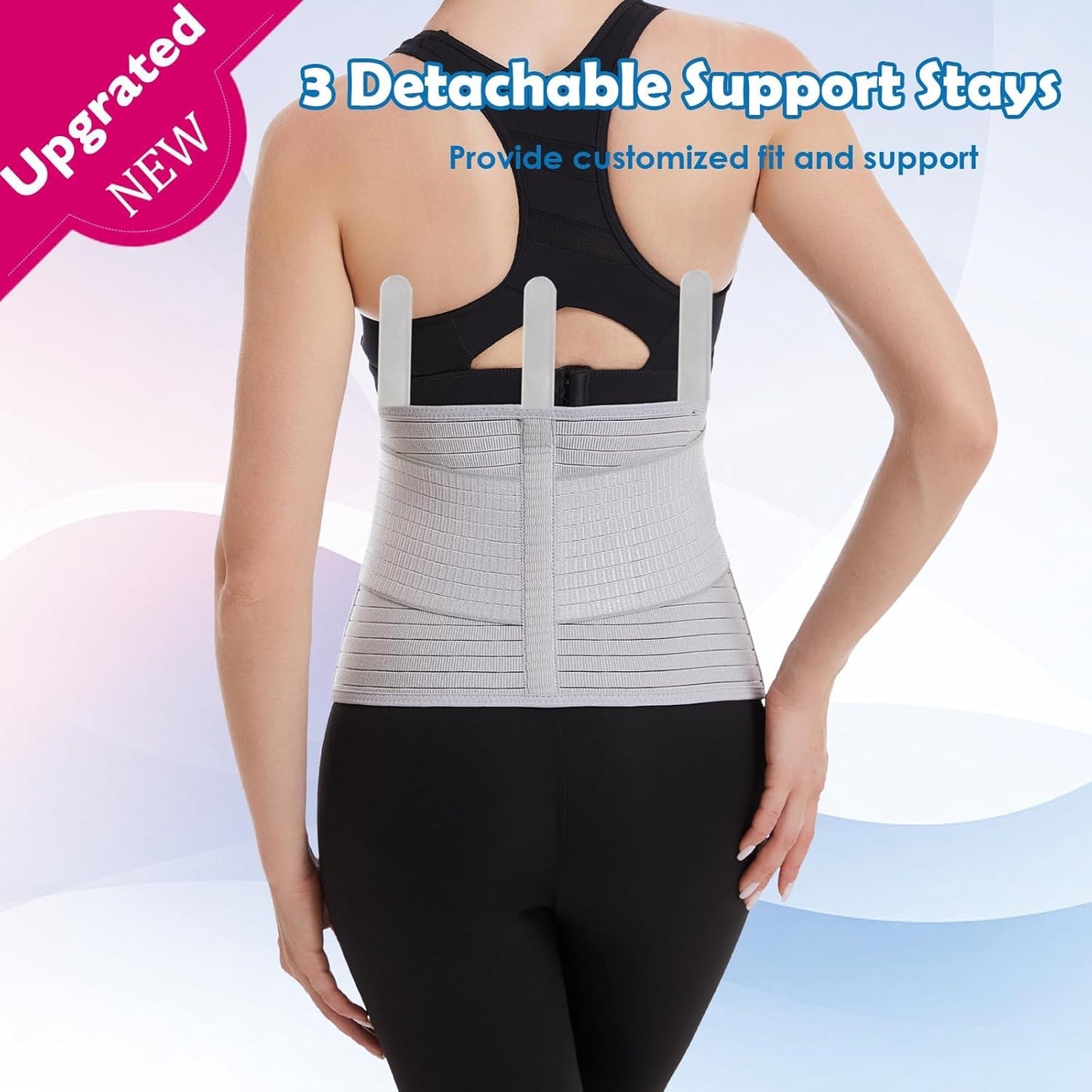 Paskyee Postpartum Belly Band, Abdominal Binder Post Surgery Belly Wrap, C Section Recovery Must Haves, Girdle for Postnatal Care, Waist/Pelvis Belt for Back Pain Relief Grey L/XL
