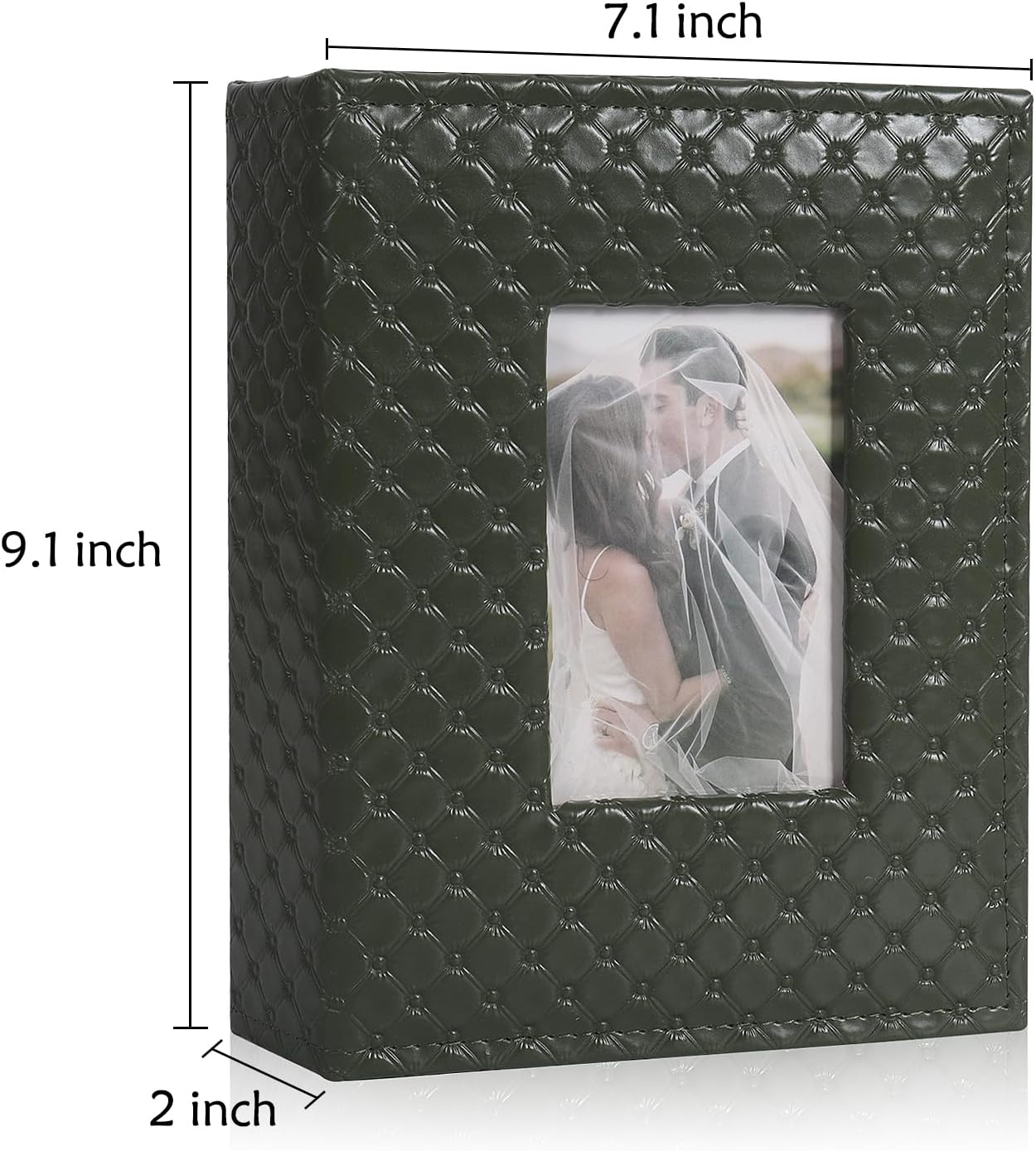 RECUTMS 200 Pocket Photo Album 4x6 Small PU Leather Cover Wedding Family Baby Anniversary Graduation Travel Personalized Photo Book (Dark Green)