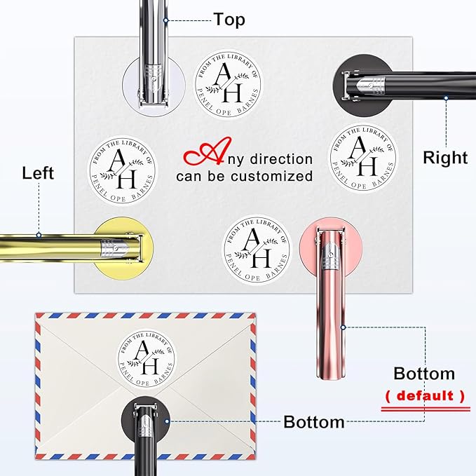 Book Embosser Personalized - Embosser Stamp Custom for Book, Cards, Paper, Napkins, Perfect for Book Lovers, Personal Library and Wedding, A Thoughtful Gift for Any Occasion - Flower 02
