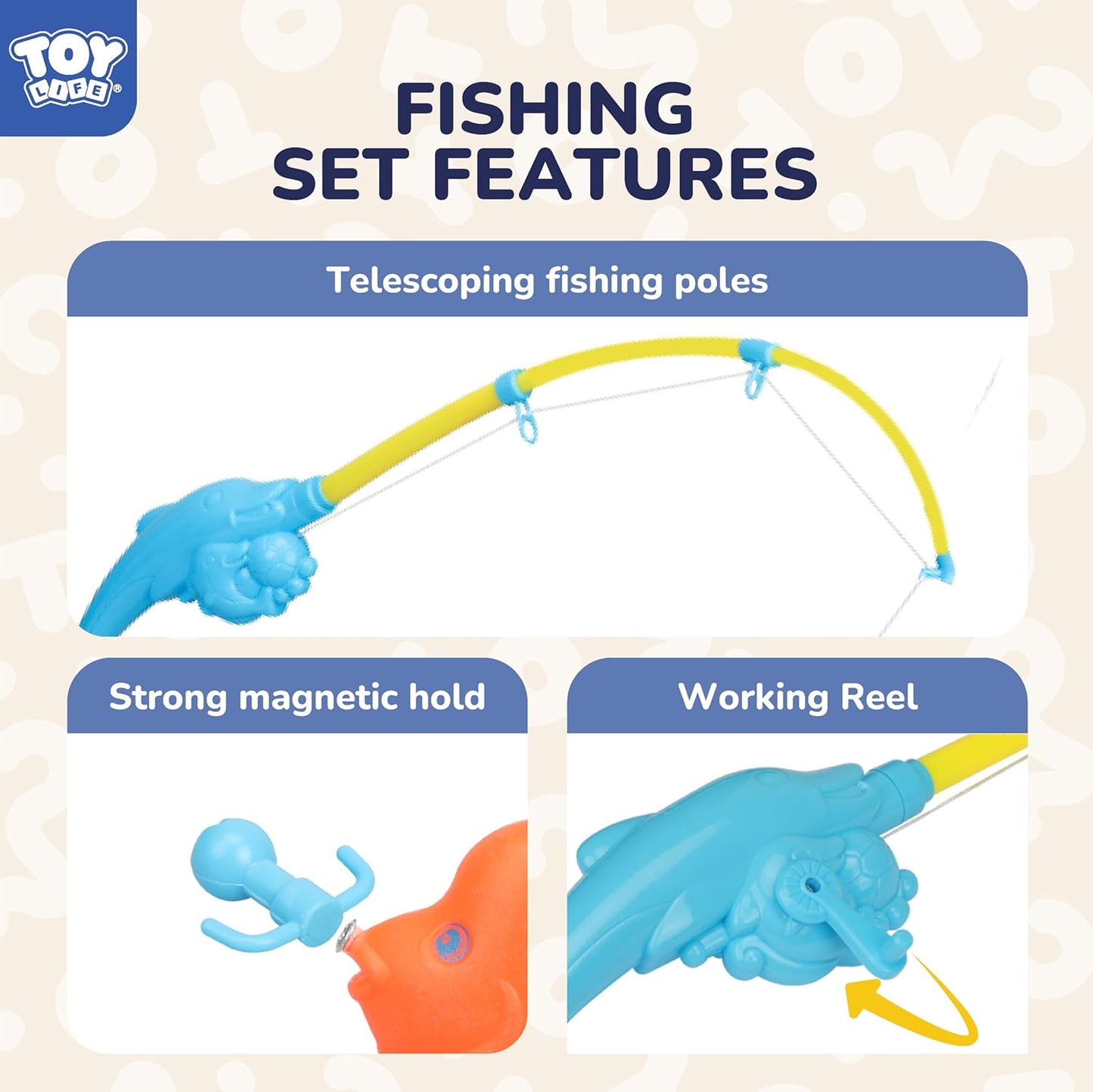TOY Life Magnetic Fishing Game for Kids 3-5 with Toddler Fishing Poles, Magnetic Poles Game are Designed for Little Hands, Bath Toys for Kids Ages 4-8