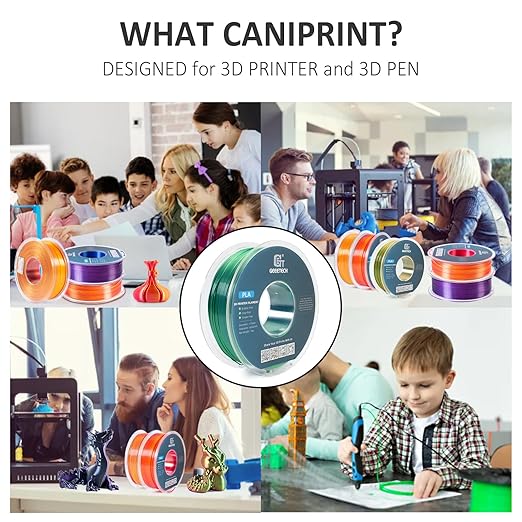 Geeetech 3D Printer Silk PLA Dual Color Filament, Metal-Like Shiny Silk Filament 1.75mm 1kg (2.2lbs) Spool, Dimensional Accuracy +/- 0.02 mm, Silk Blue Green