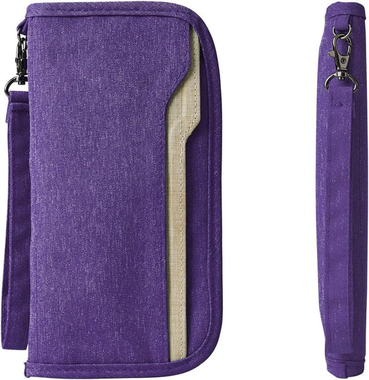 ZOPPEN Passport Holder Family RFID Passport Wallet, Passport Holder Women/Men, Travel Wallet Documents Organizer Zipper Case with Removable Wristlet Strap, Travel Essentials for Flying