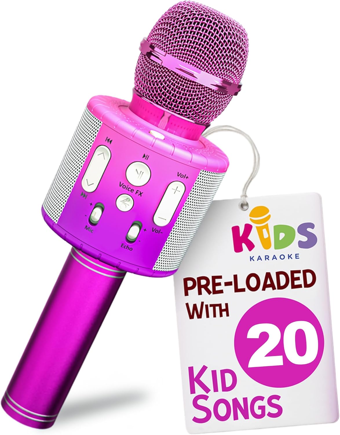 Move2Play, Kids Karaoke Microphone | Includes Pre-Loaded Songs & Bluetooth | Kids Birthday Party Gift | Toy for All Ages 2, 3, 4, 5, 6+ Year Old Girls, Boys & Toddlers
