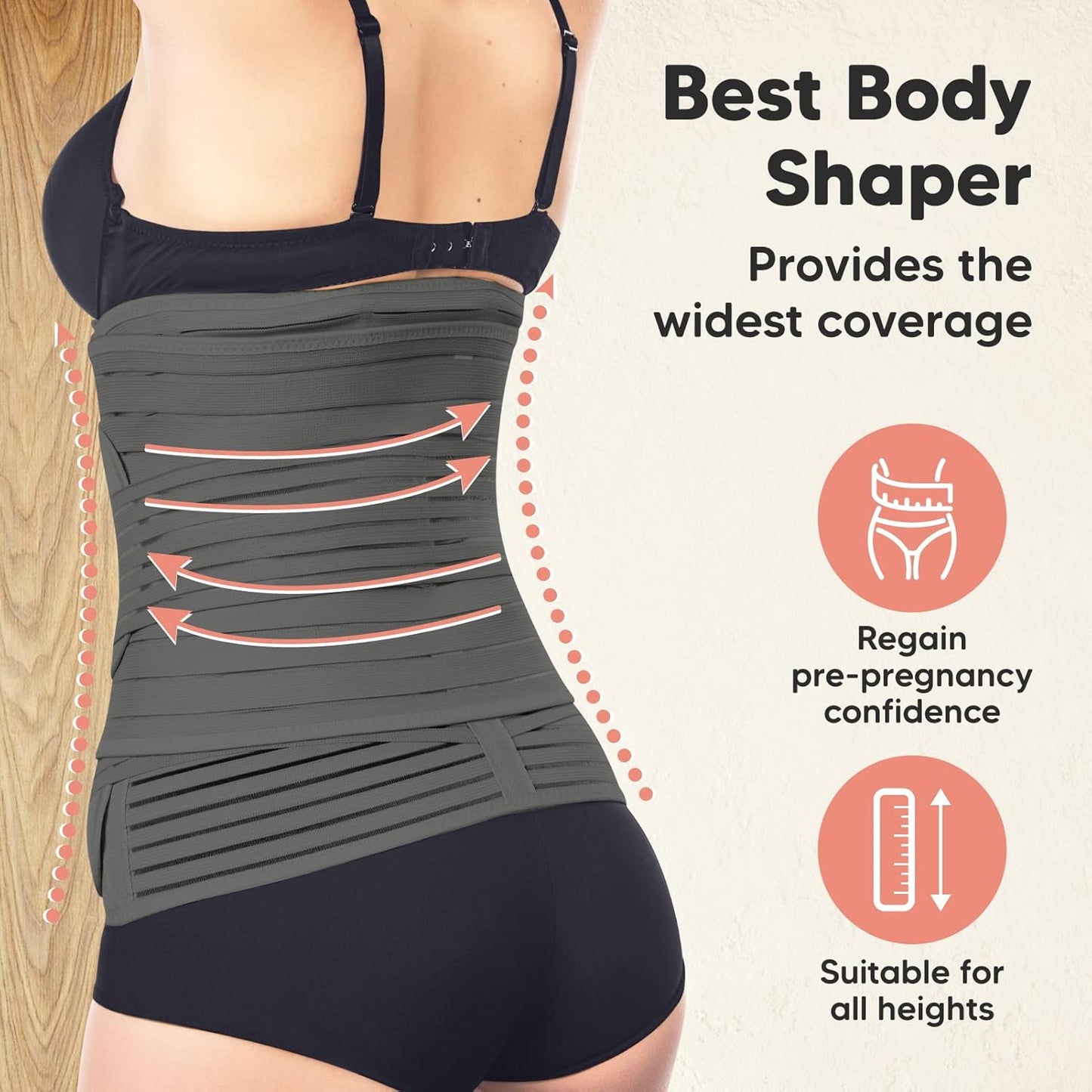 3 in 1 Postpartum Belly Support Recovery Wrap – Postpartum Belly Band, After Birth Brace, Slimming Girdles, Body Shaper Waist Shapewear,Post Surgery Pregnancy Belly Support Band (Mystic Gray, M/L)