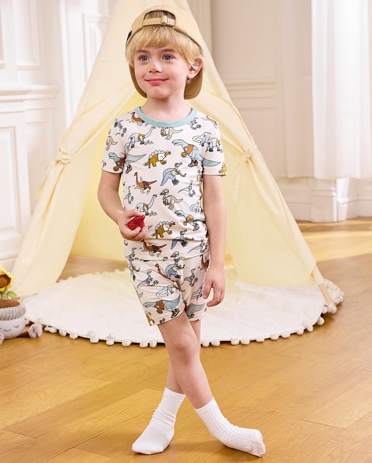 Bamboo Viscose Toddler Animal Pajamas Boys Girls Kids Cool Short Summer 12M-8Y Snug fit Pjs Set 2pcs