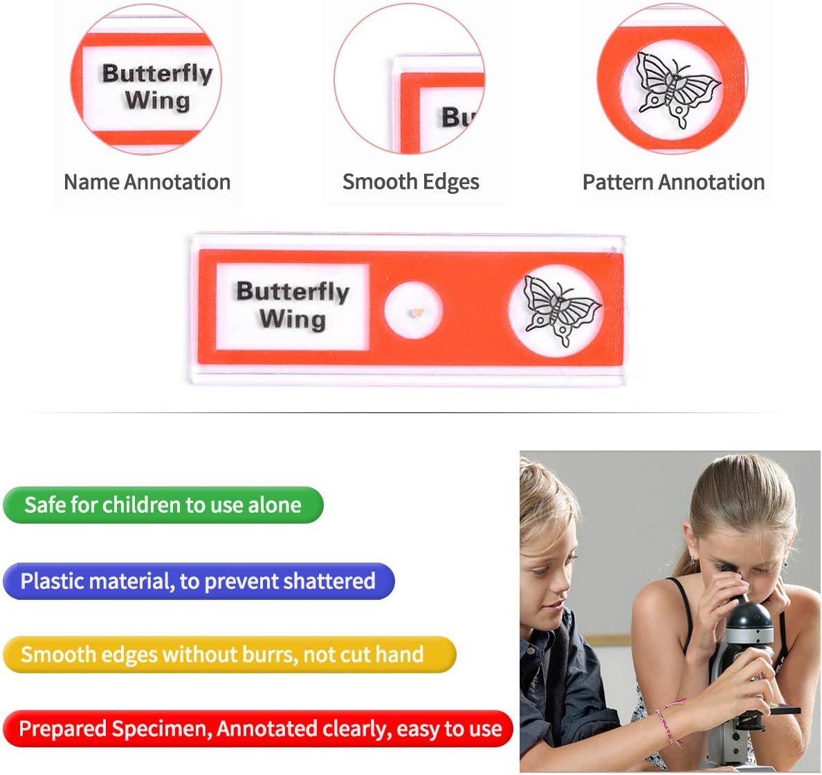 Plastic Prepared Microscope Slides for Kids, Cainda 60pcs Animals Insects Plants Flowers Biological Sample, Stereo Microscope Slide for Students Adult Biology Science Programs