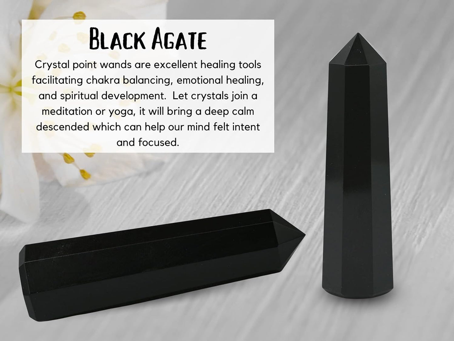 Amazing Gemstone Black Agate Crystal Towers - Natural Healing Crystal Point Obelisk for Reiki Healing and Crystal Grid (2" to 3" Inch)