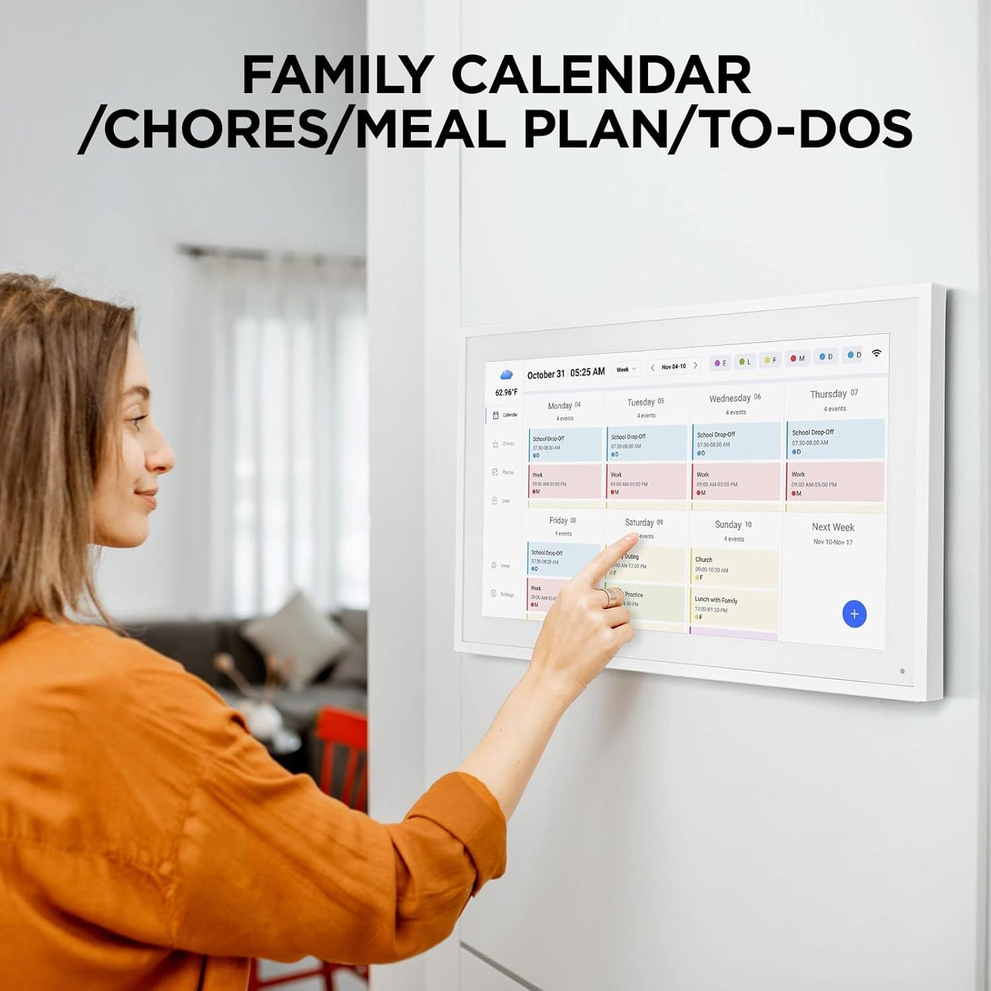 21.5 Inch Smart Digital Calendar, Wall Electronic Calendar, 1920 * 1080 IPS Full HD Touch Screen Display for Family Meal Planner Support - Streamline Household Organization