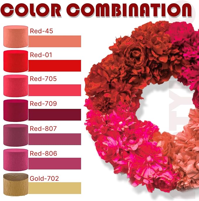 PartyWoo Burgundy Crepe Paper Streamers 4pcs 328ft Pack of Maroon Crepe Paper Streamers for Graduation Wedding Engagement Birthday Bachelorette Citizenship Strawberry Theme Party Decorations