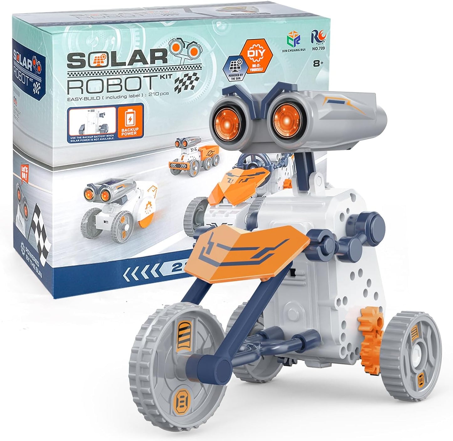21 in-1 Solar Robot Building Kit STEM Gift for Boys Aged 8-13, DIY Educational Science Robotics Toy Battery Solar Powered STEM Building Toy Set with 210 Pieces