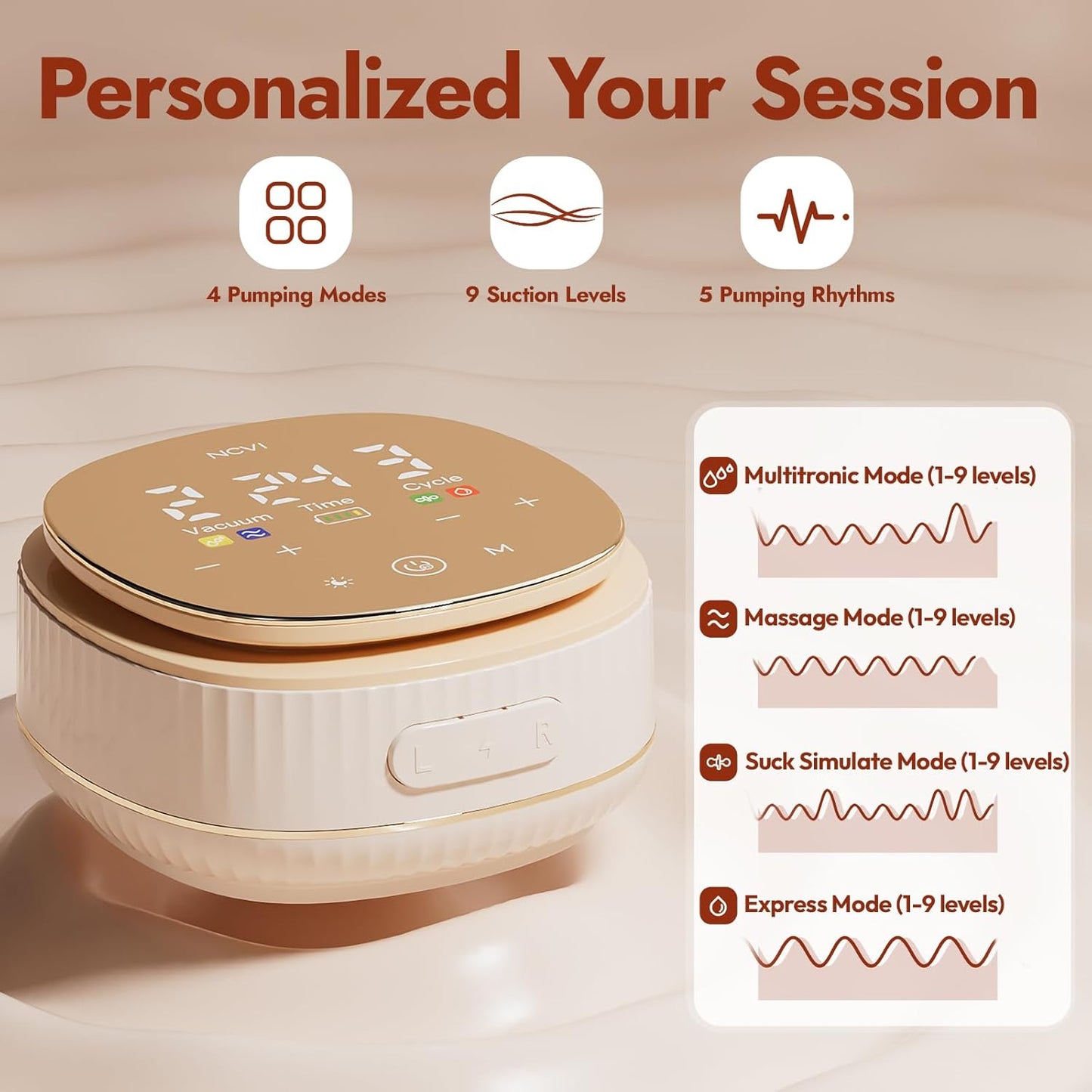 NCVI 2-in-1 Electric Breast Pump with Wearable Cups, Spa-Like Comfort with VibeRelief Massage Micro-Vibration, Hospital-Grade Suction, Pain Relief & Fully Customizable Portable Breastfeeding Pump