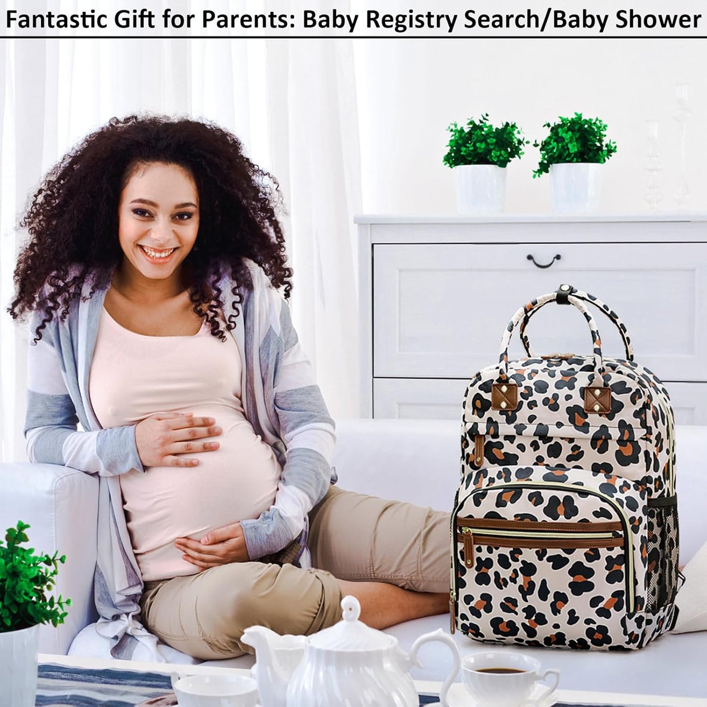 Diaper Bag Backpack Tote for Women Large Capacity, Baby with Insulated Pockets Multifunctional Bags For Girl Boy Waterproof Boys Girls Mama Maternity Travel Leopard