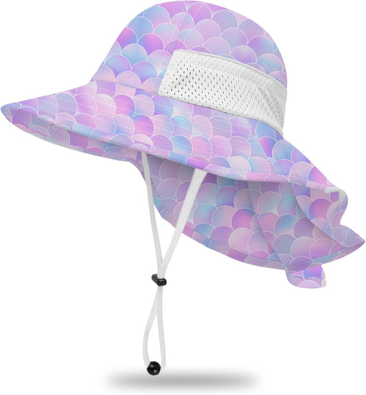 Toddler Baby Sun Hat Kids Summer UPF 50+ for Boys Girls Adjustable Beach Hats with Bucket Wide Brim Age 1-7 Years