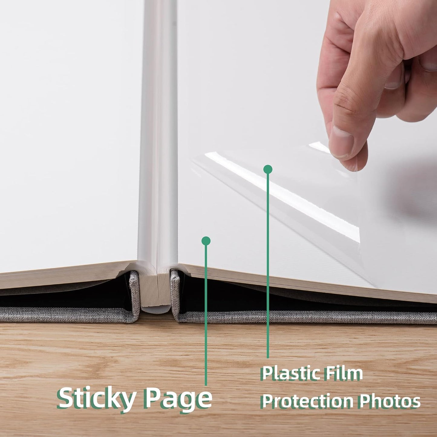 Large Photo Album Self Adhesive Scrapbook Album for 4×6 5×7 8×10 Pictures DIY Magnetic Linen Cover Album 60 Pages for Family Wedding Gifts with Metal Pen and Plastic Board