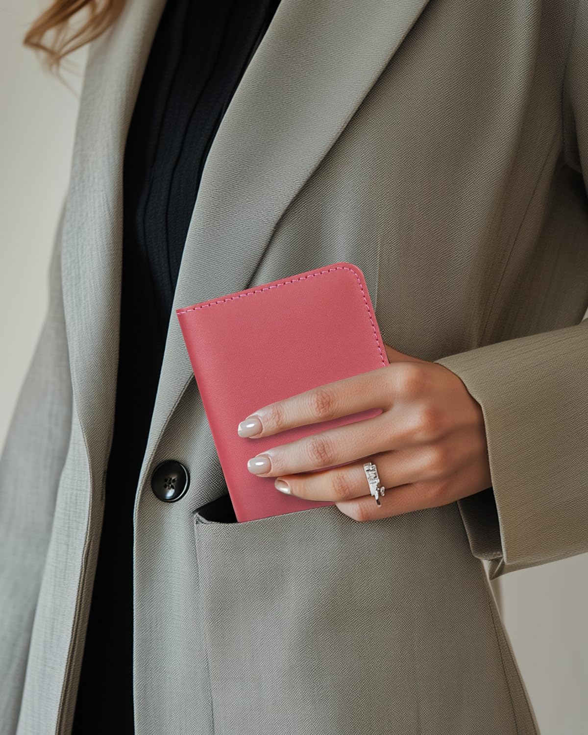 ALLIVE Passport Holder for Travel Women Men,Genuine Leather Passport Cover Wallet,Travel Must Haves Airport Essentials Travel Gifts Pink