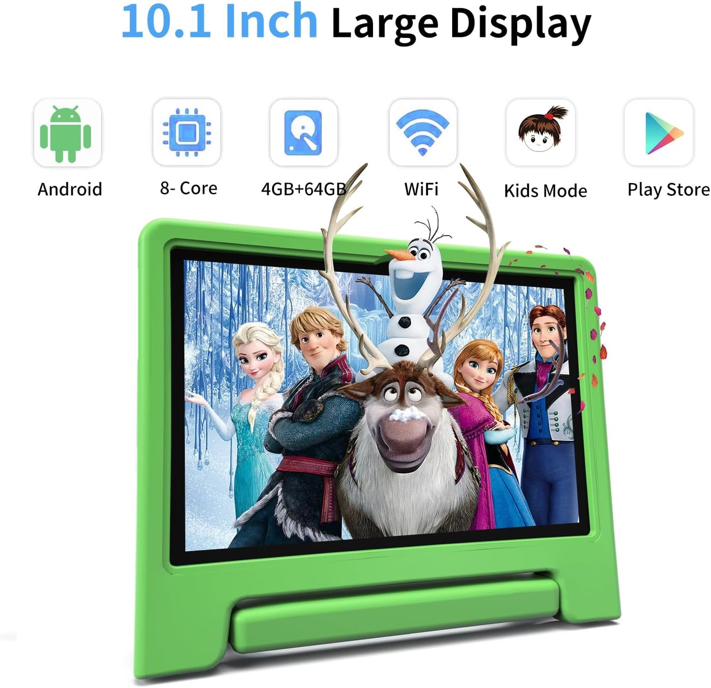 Tablet for Kids, 10 Inch Kids Tablet Android, 64GB, Octa-Core, WiFi 6, Big Battery, Google Kids Space, Parental Control 1280 * 800 HD Display Green